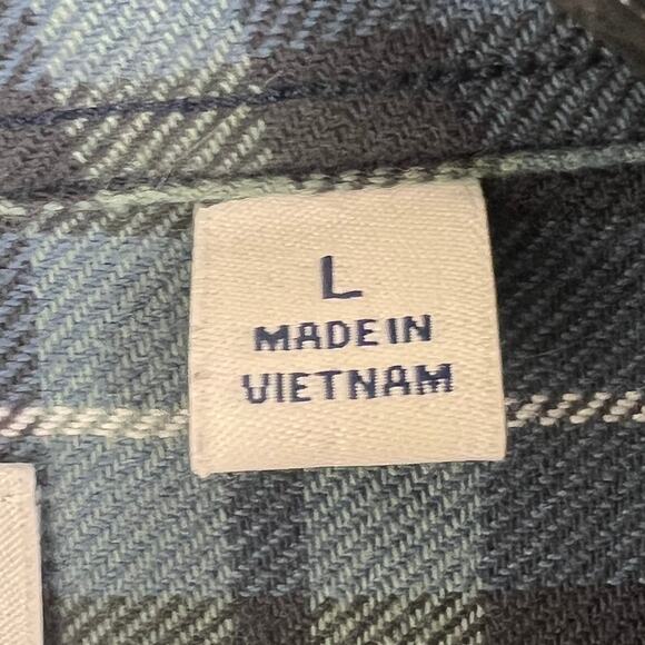 ROWM Flannel shirt men’s Large button up long sleeve blue plaid - Picture 6 of 7